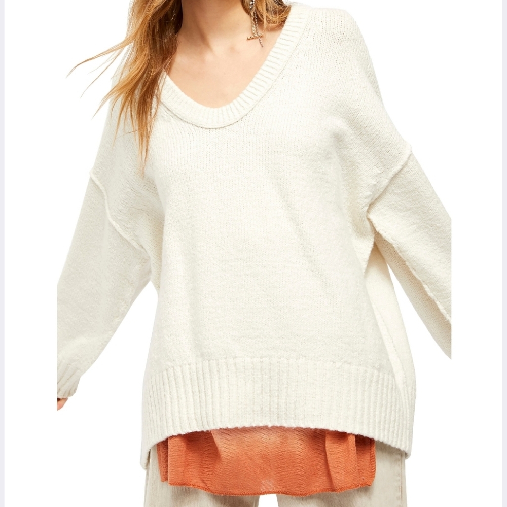 Free People Ivory Brookside Tunic Sweater Sz S